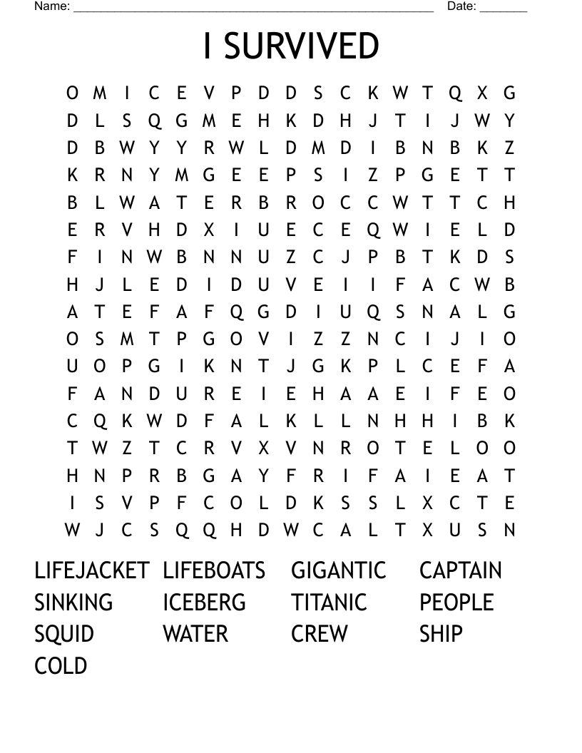 I SURVIVED Word Search