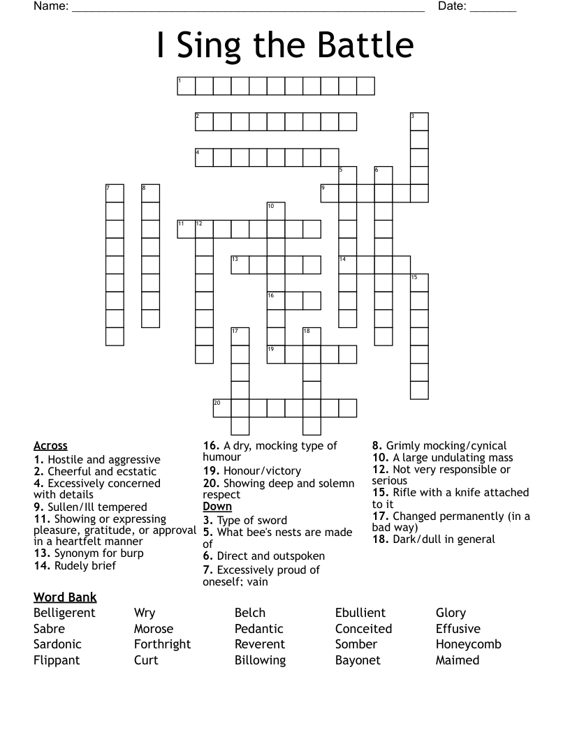 I Sing the Battle Crossword