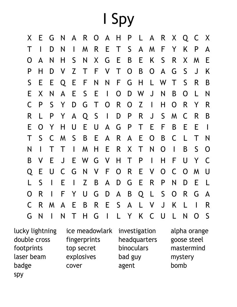 I Spy Word Search