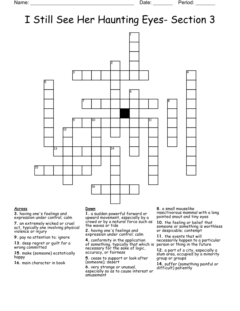 I Still See Her Haunting Eyes- Section 3 Crossword