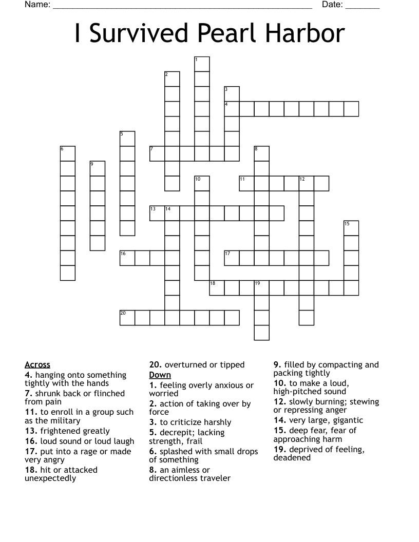 I Survived Pearl Harbor Crossword