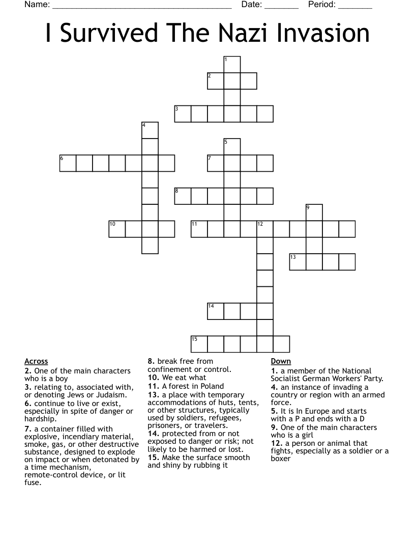 I Survived The Nazi Invasion Crossword