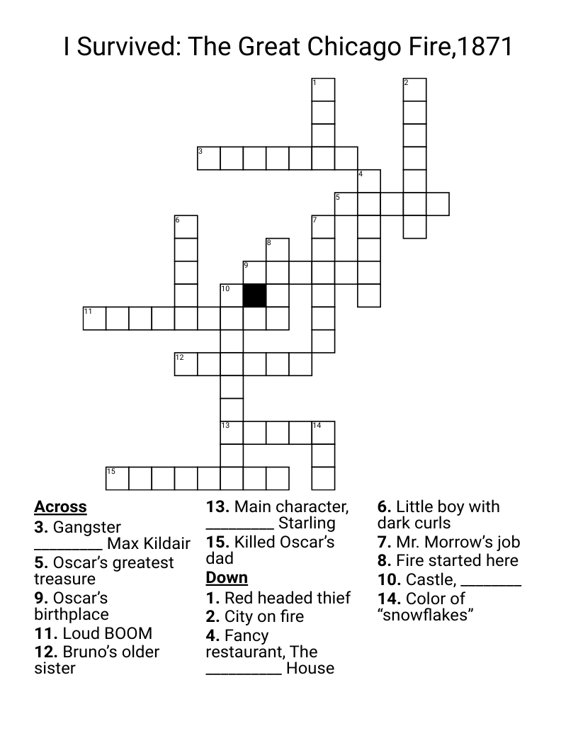 I Survived:  The Great Chicago Fire,1871 Crossword