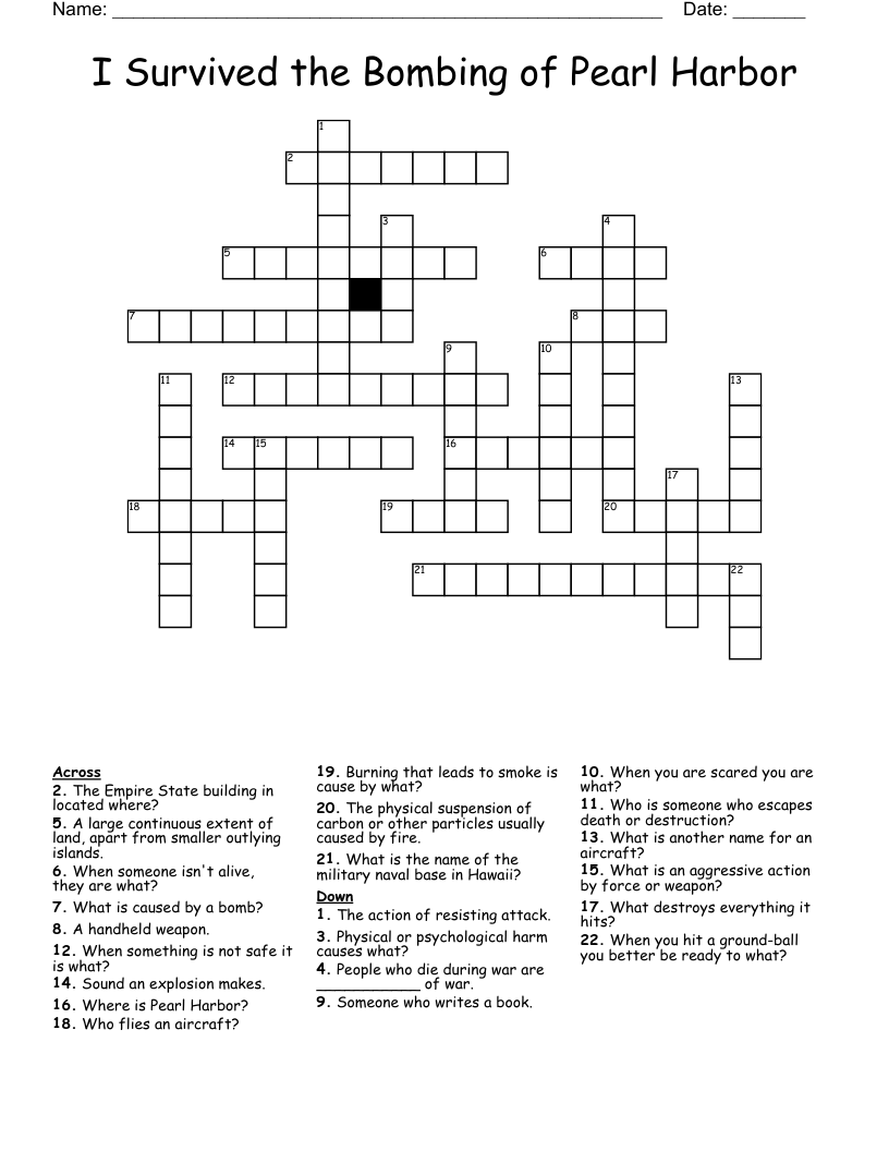 I Survived the Bombing of Pearl Harbor Crossword