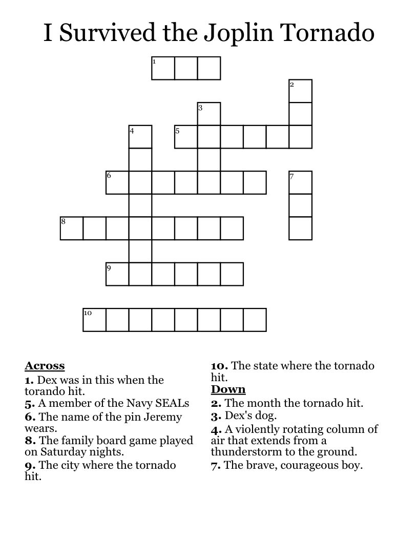 I Survived the Joplin Tornado Crossword