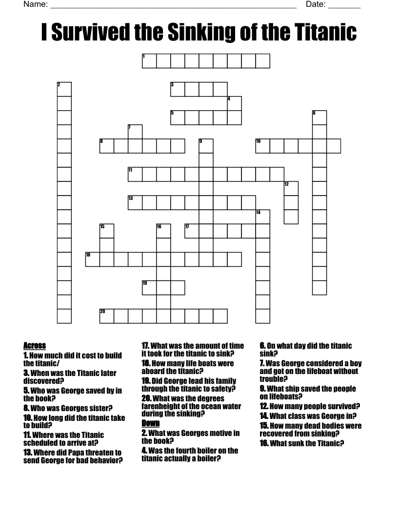 I Survived the Sinking of the Titanic Crossword
