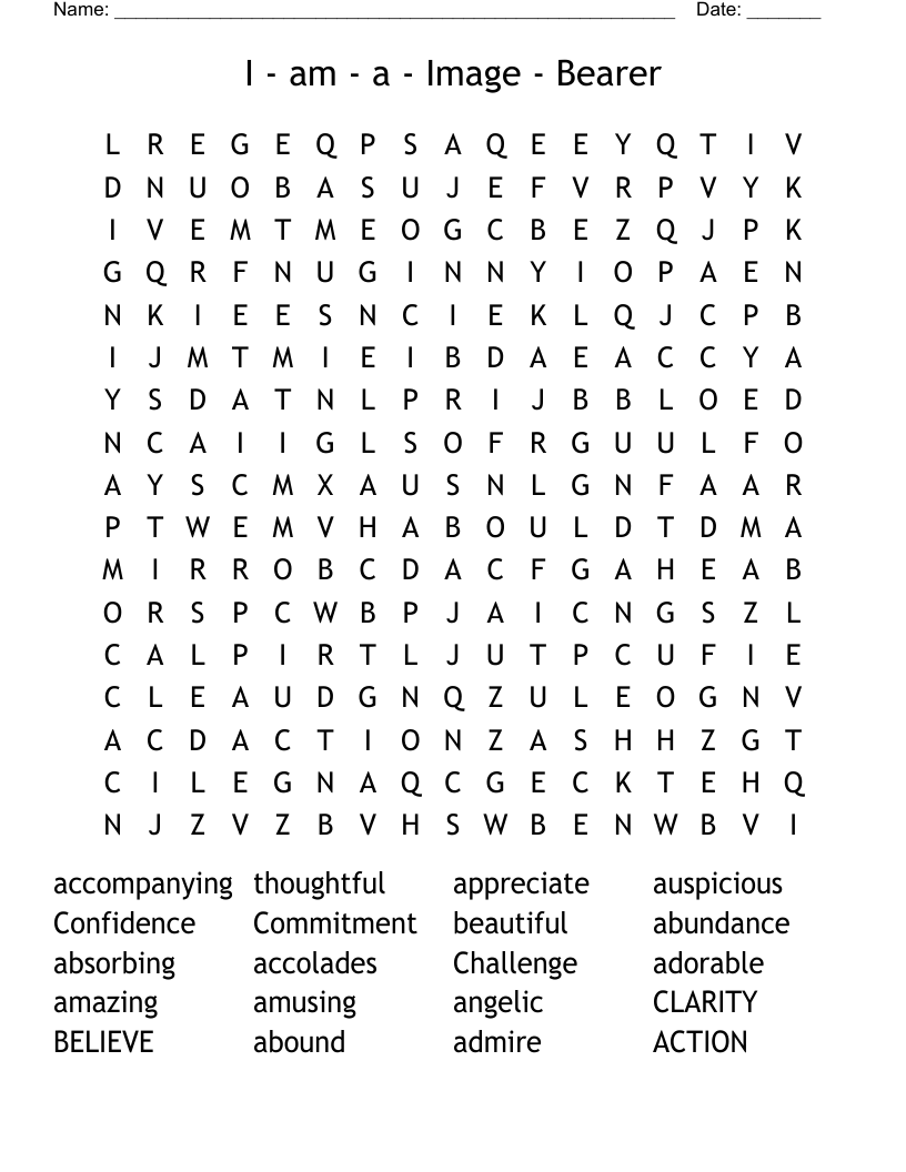 I     -     am    -    a     -    Image    -     Bearer Word Search