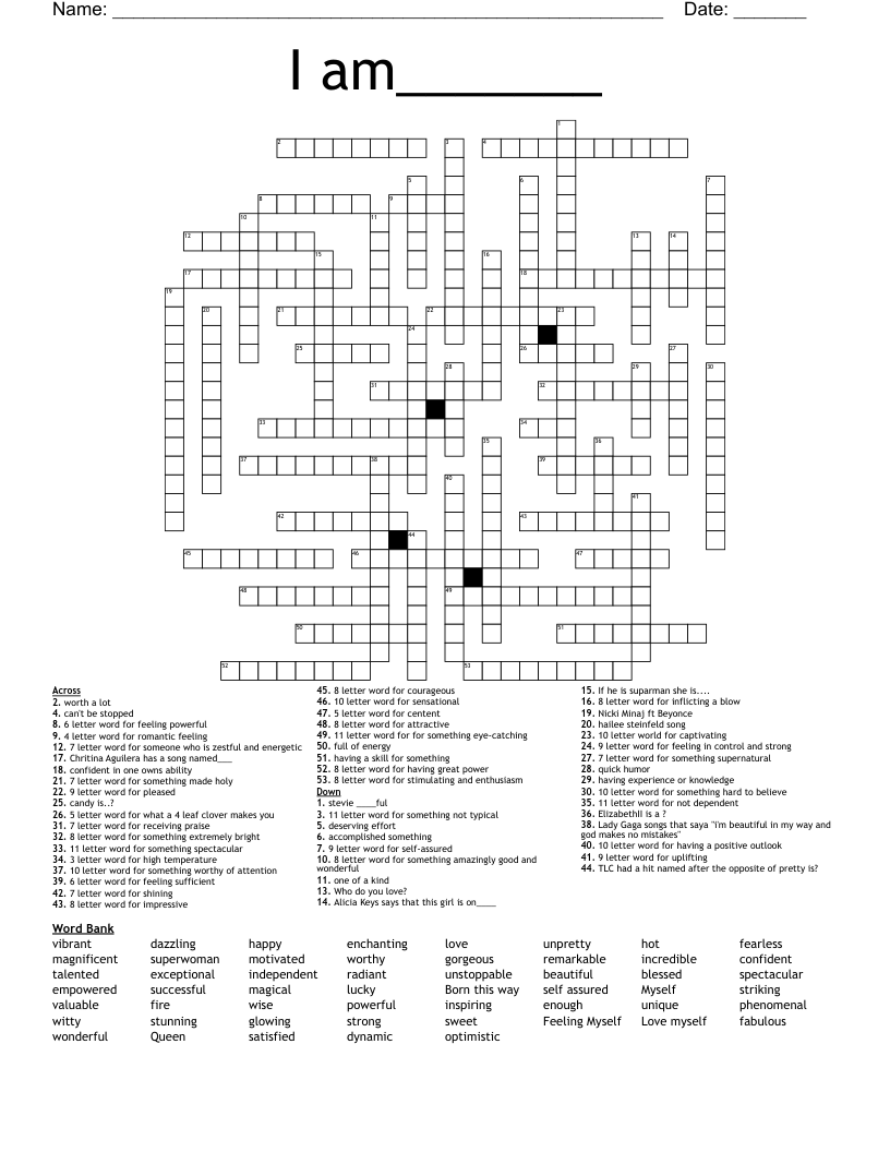 I am_______ Crossword