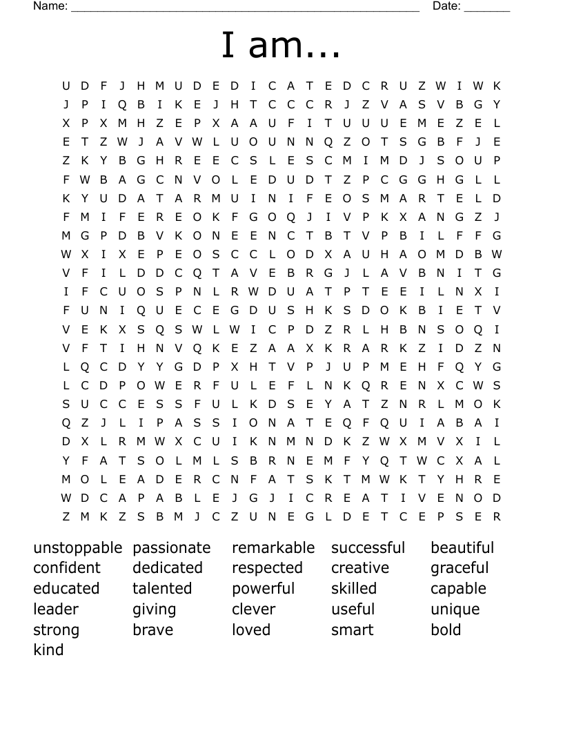 I am... Word Search
