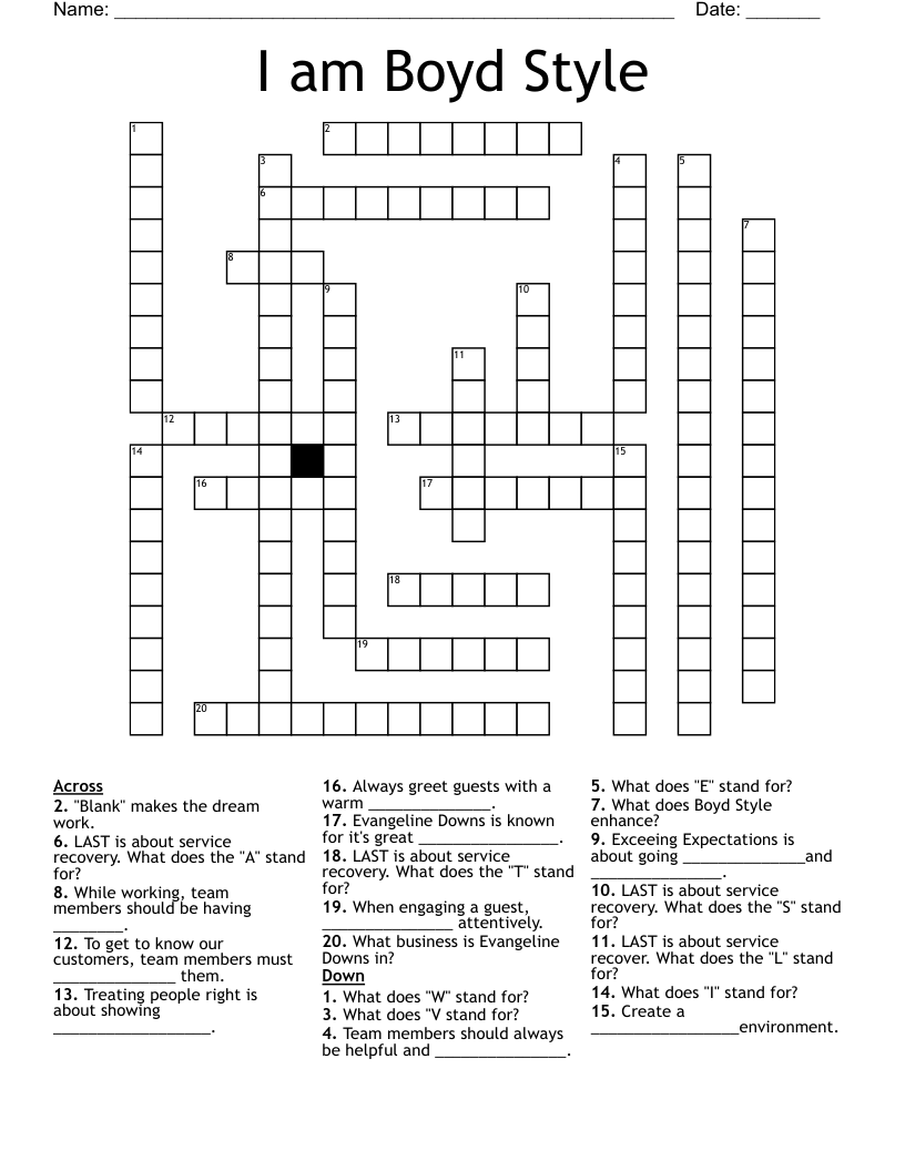 I am Boyd Style Crossword