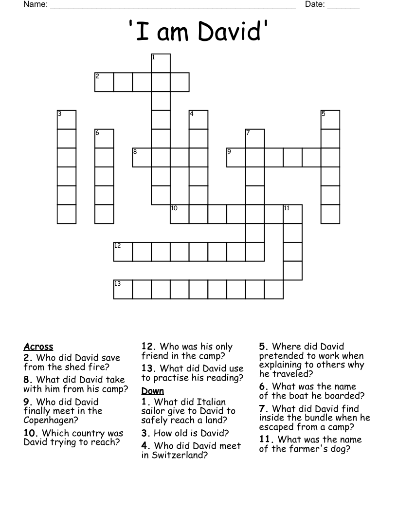 'I am David' Crossword