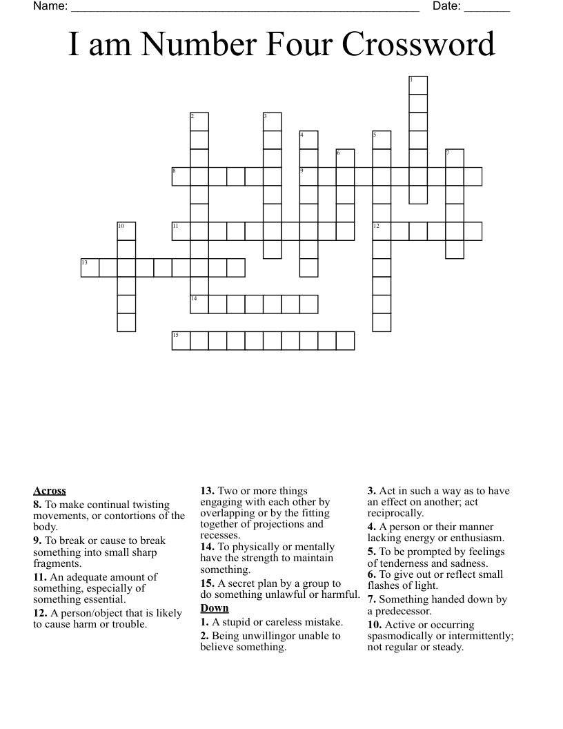 I am Number Four Crossword