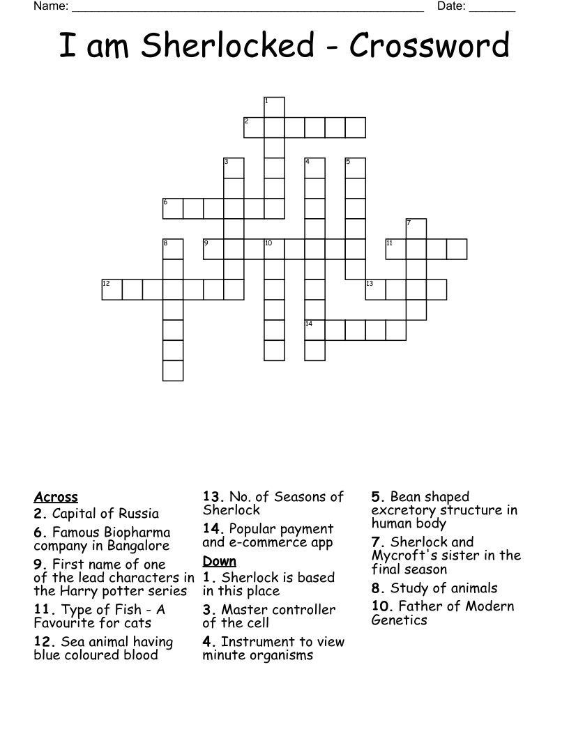 I am Sherlocked - Crossword