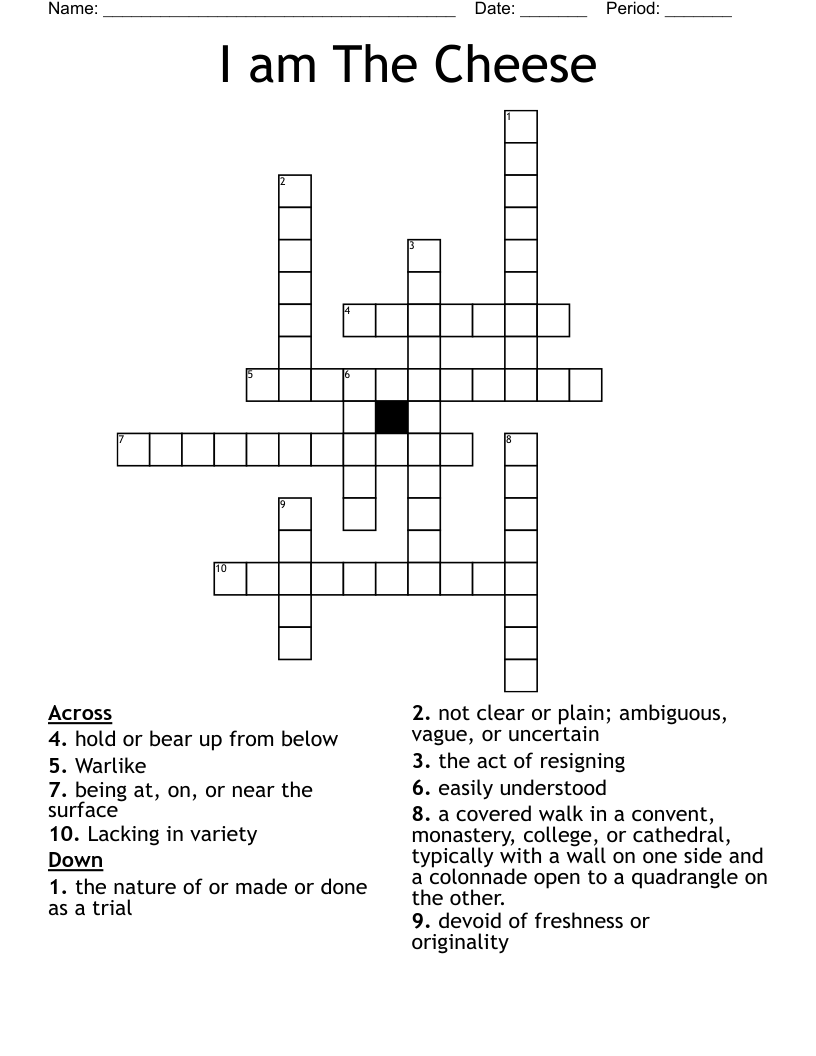 I am The Cheese Crossword