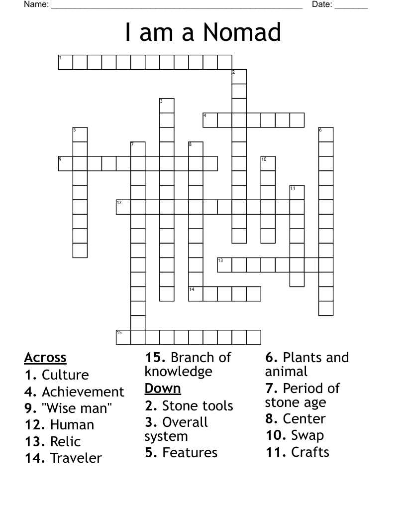 I am a Nomad Crossword
