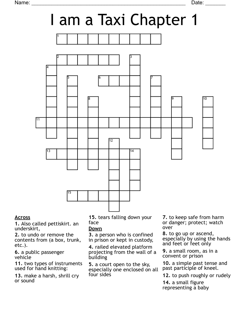 I am a Taxi Chapter 1 Crossword
