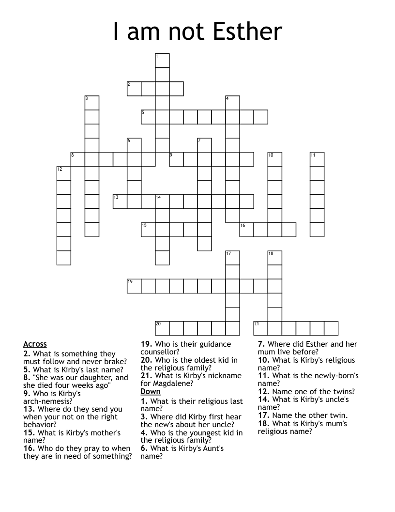 I am not Esther Crossword