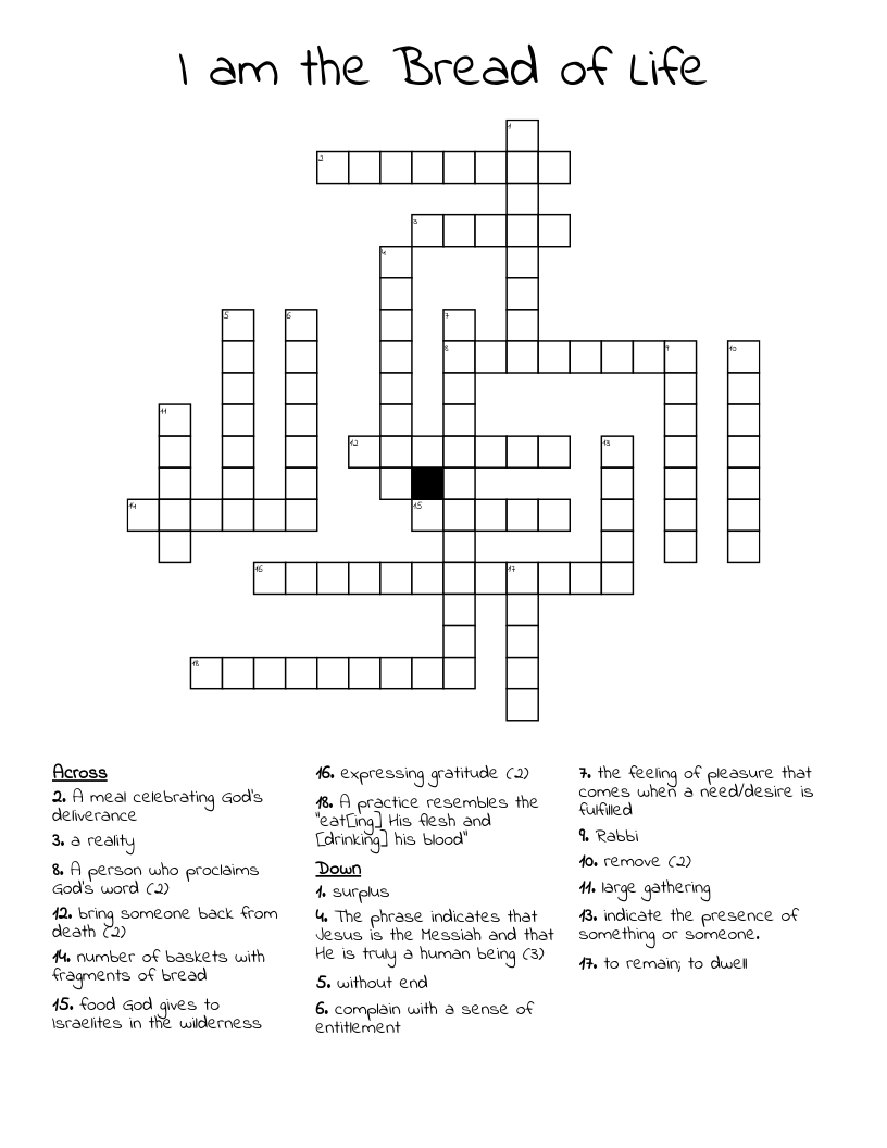 I am the Bread of Life Crossword