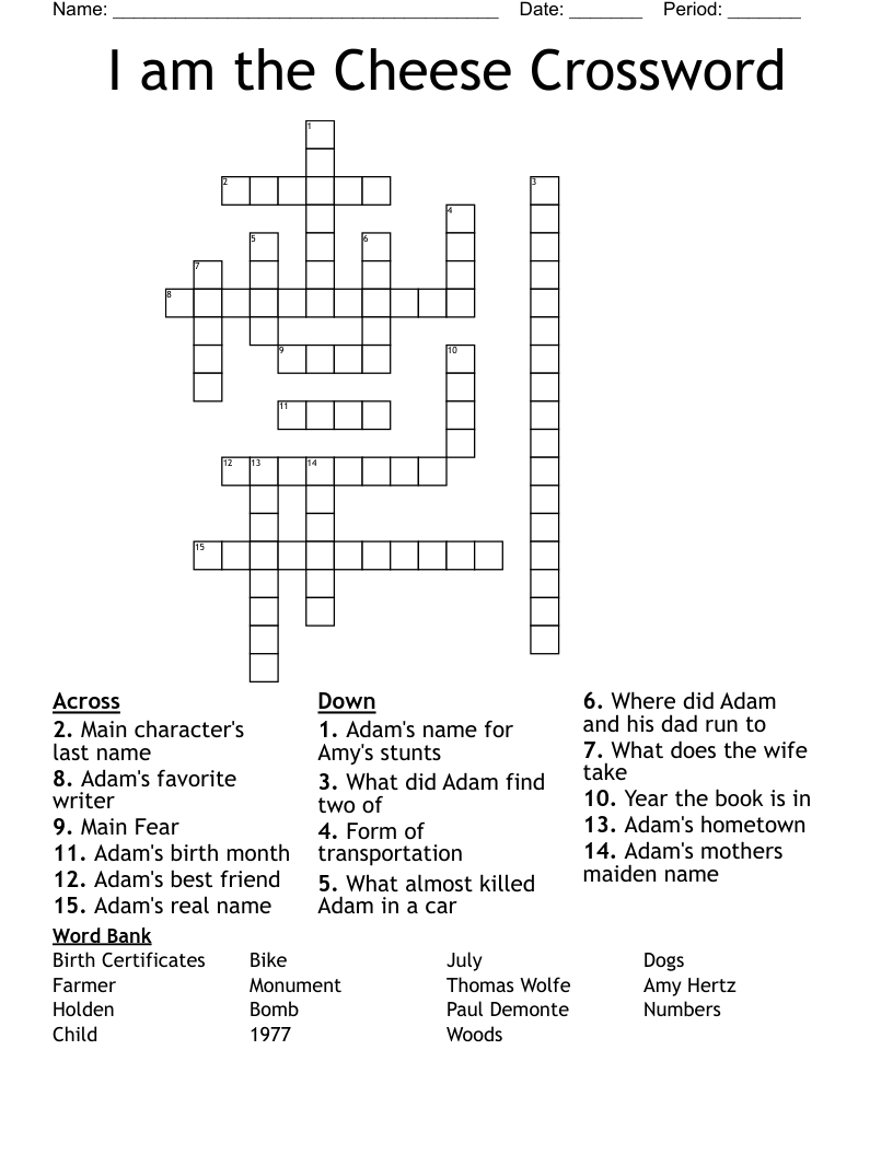 I am the Cheese Crossword