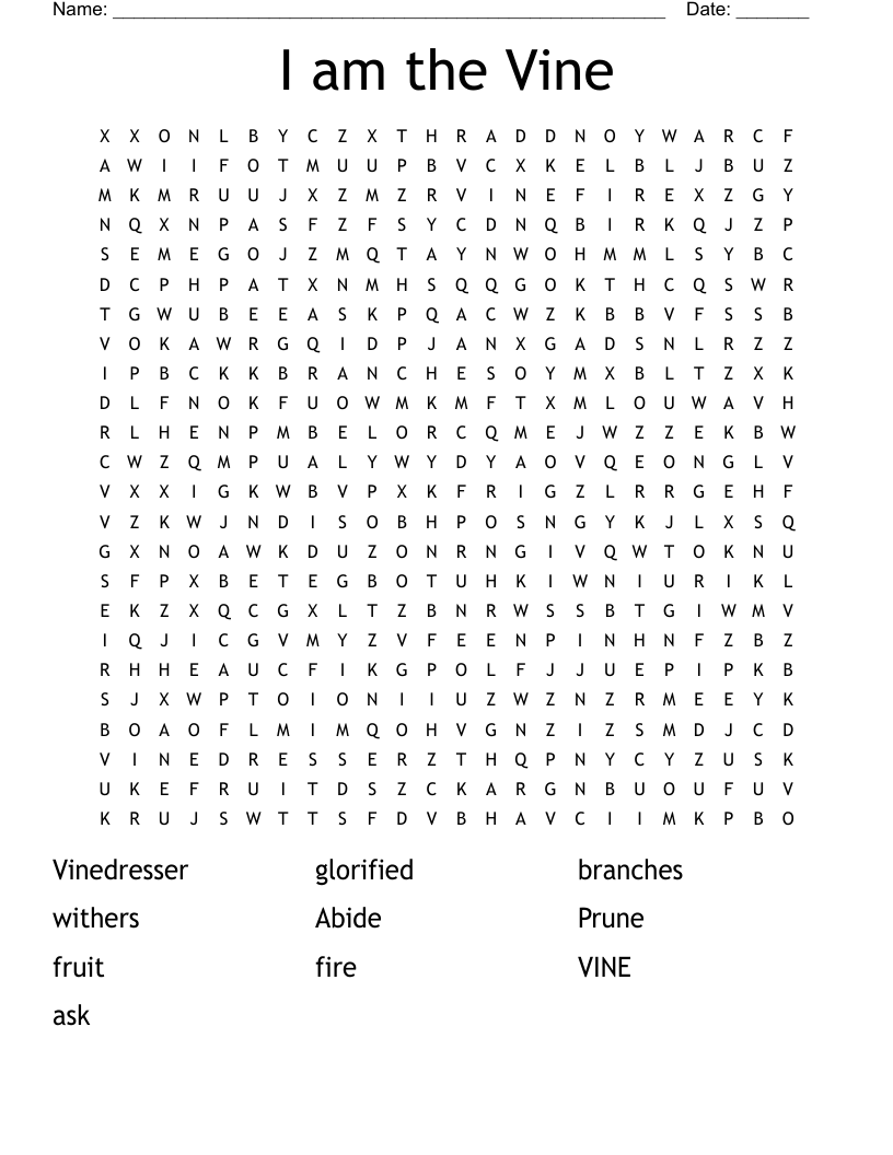 I am the Vine Word Search