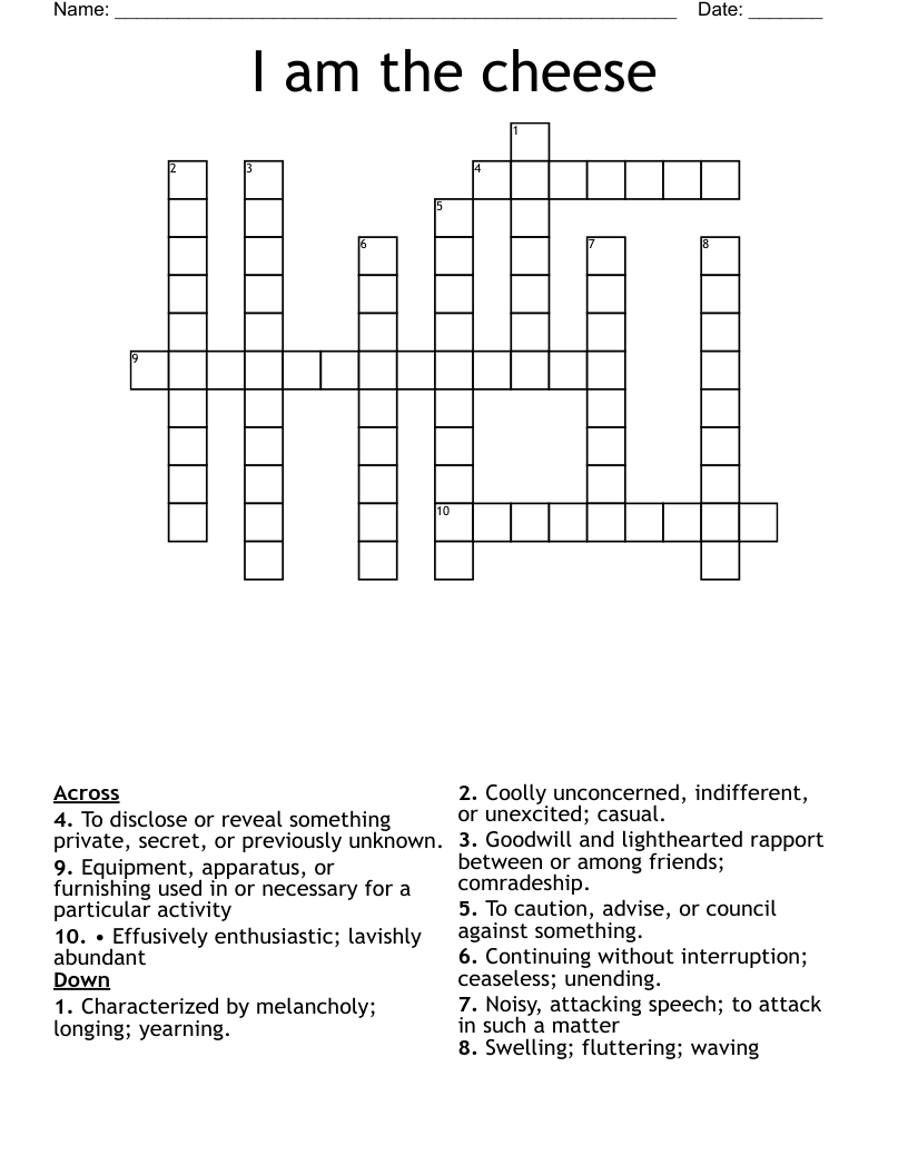 I am the cheese Crossword