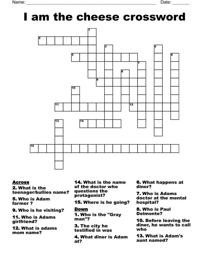 I am the cheese crossword 
