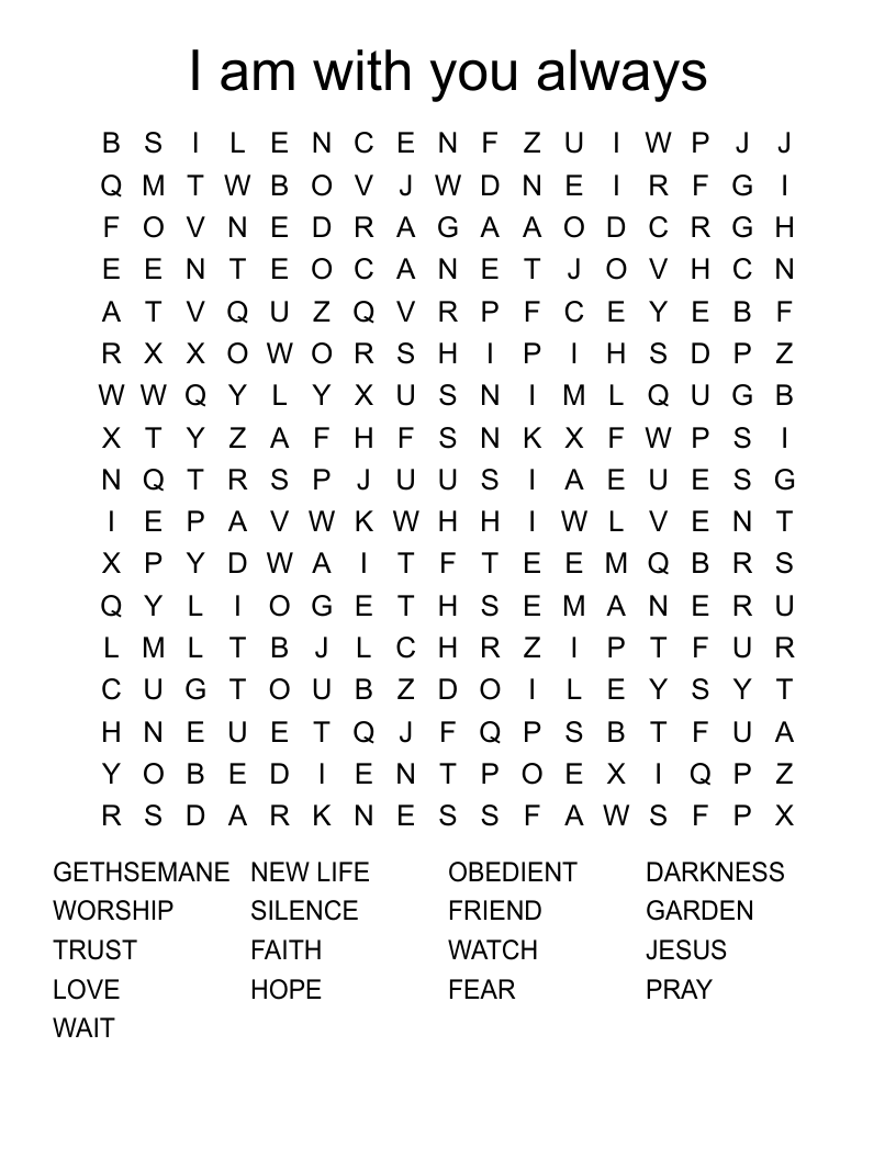 I am with you always Word Search
