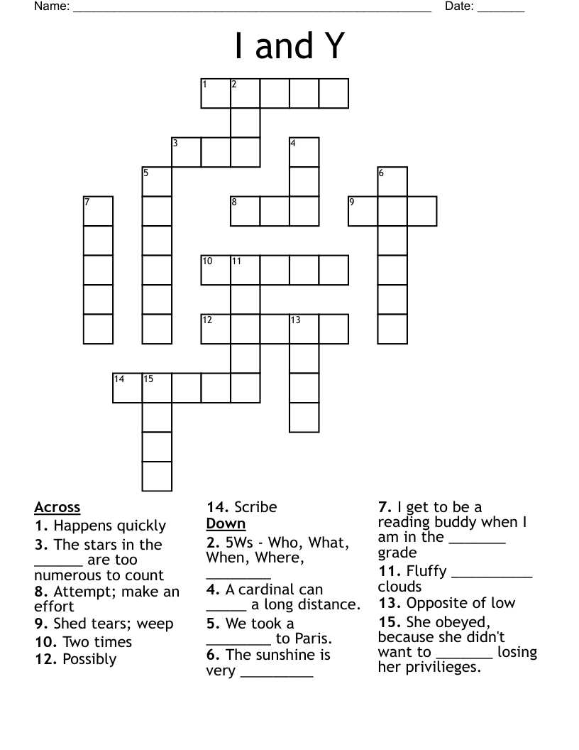 I and Y Crossword