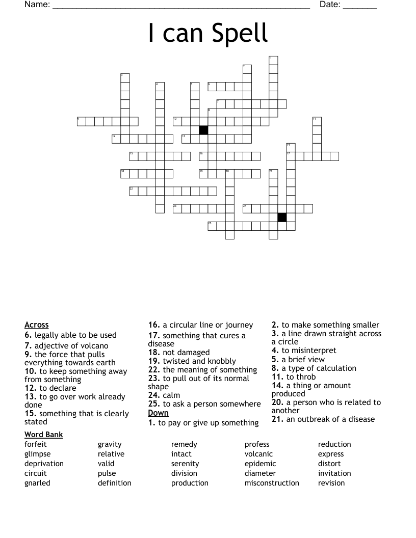 I can Spell Crossword