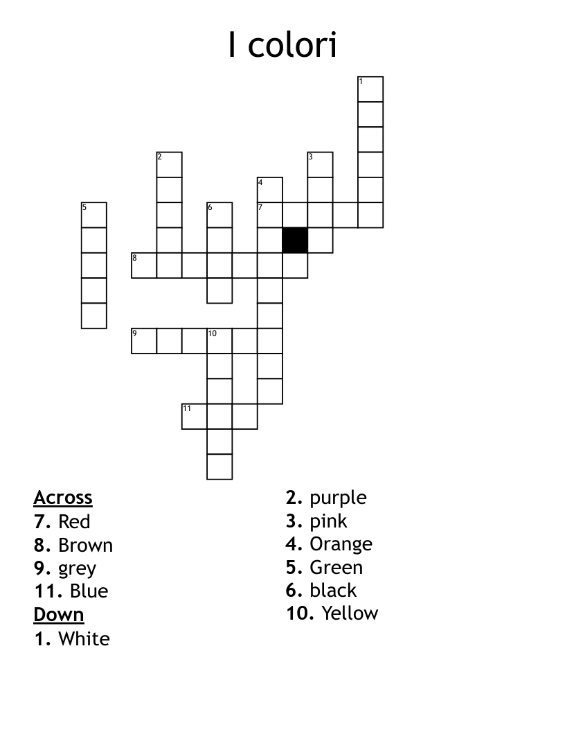 I colori Crossword