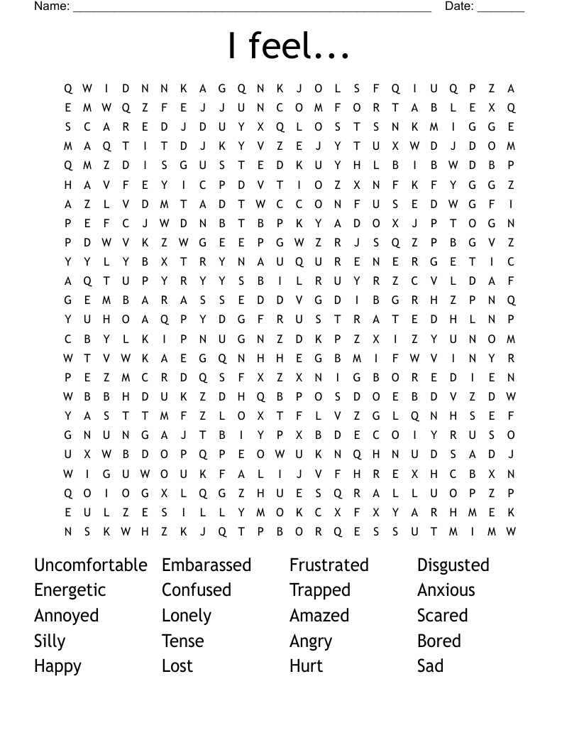 I feel... Word Search