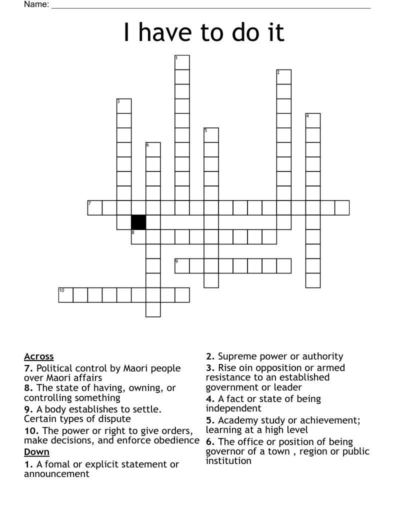 I have to do it Crossword