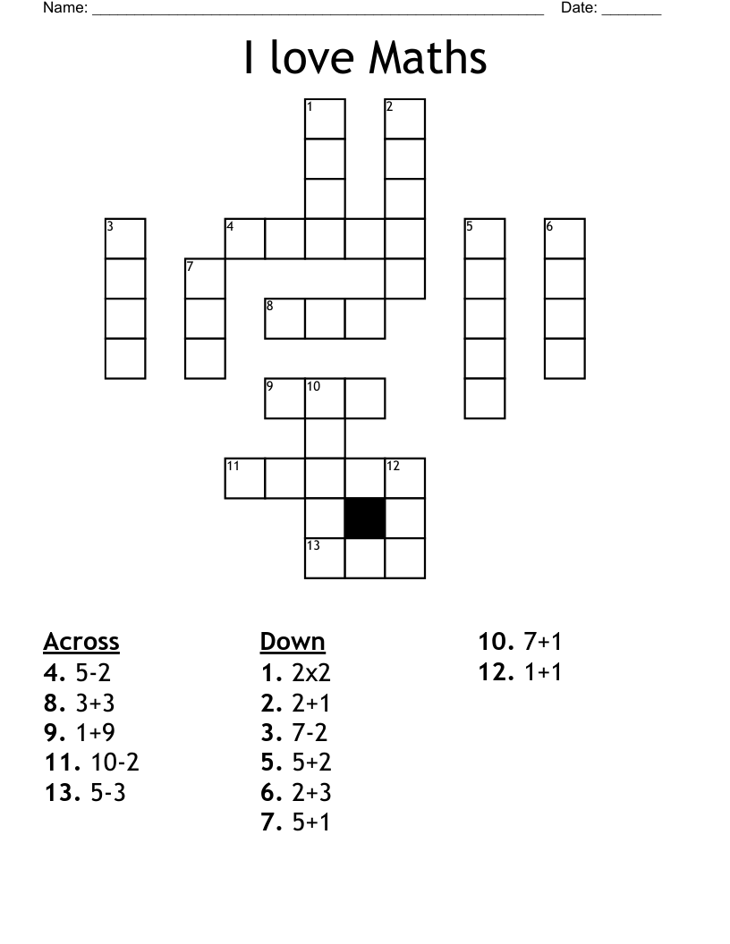 I love Maths Crossword