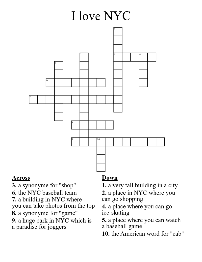 I love NYC Crossword