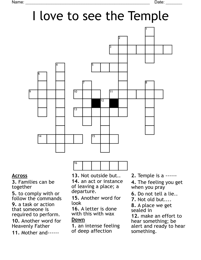 I love to see the Temple Crossword