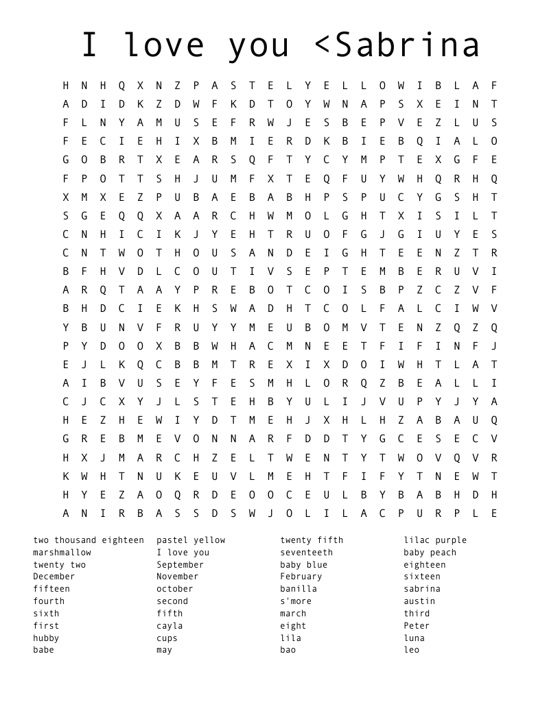 I love you <Sabrina Word Search