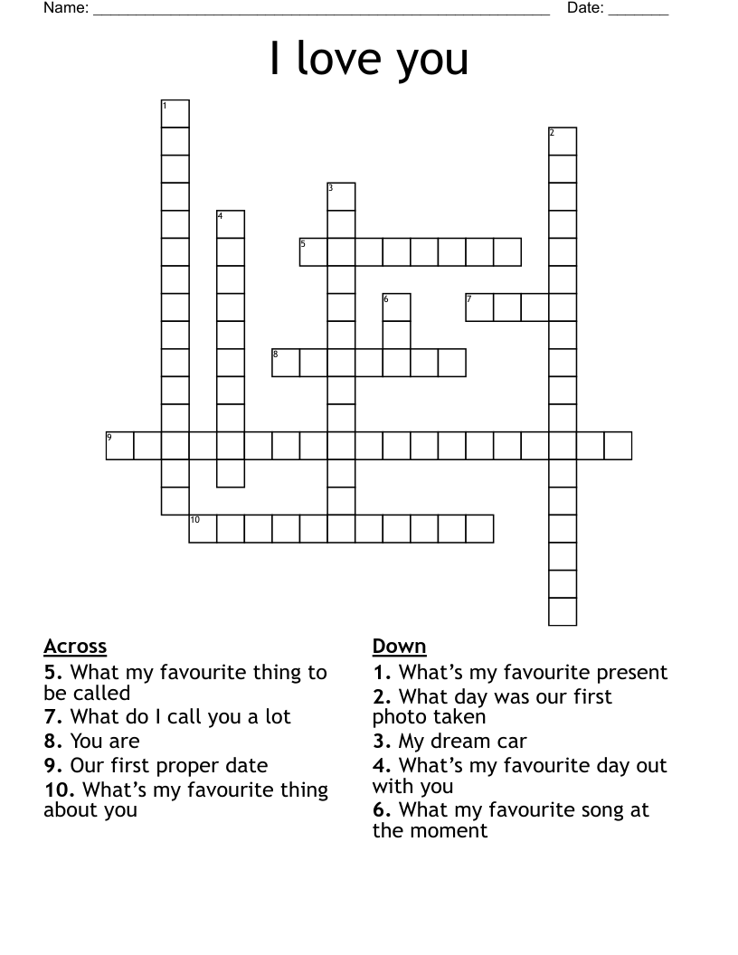I love you  Crossword