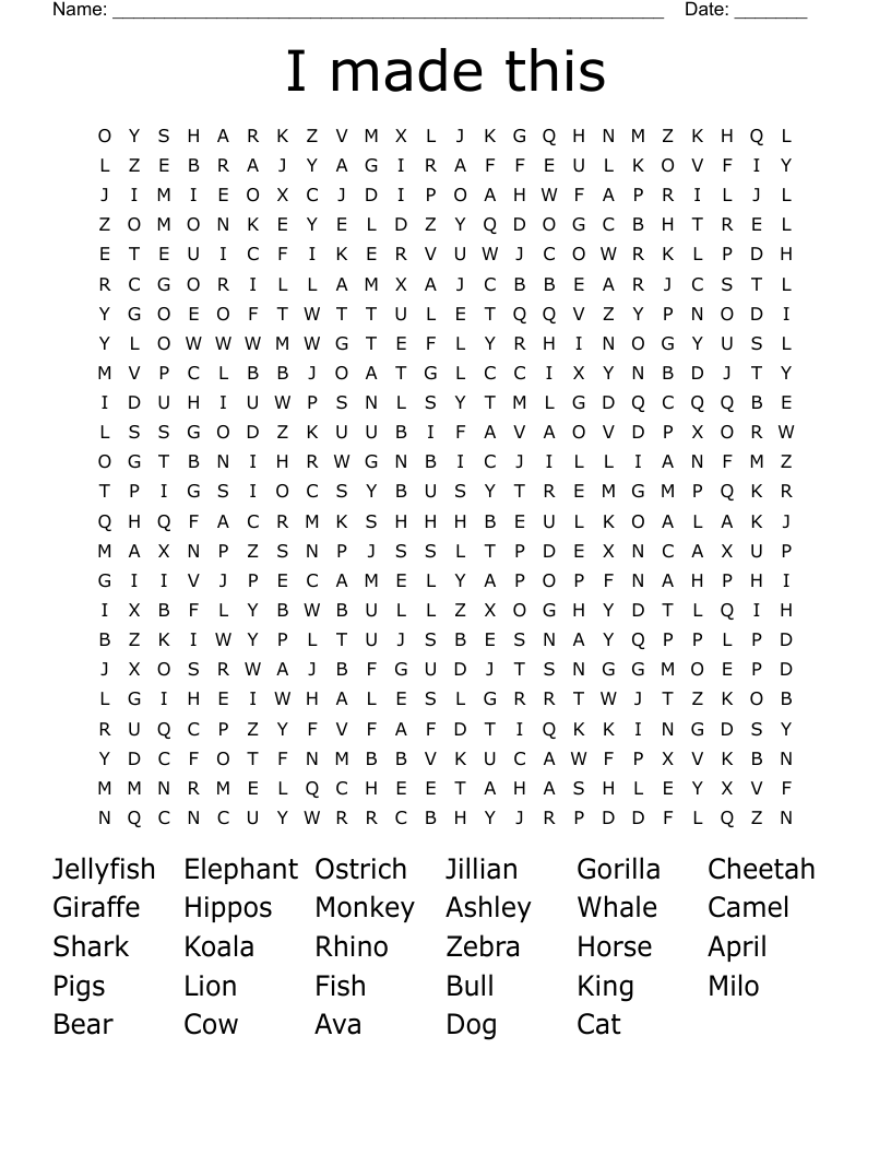 I made this Word Search