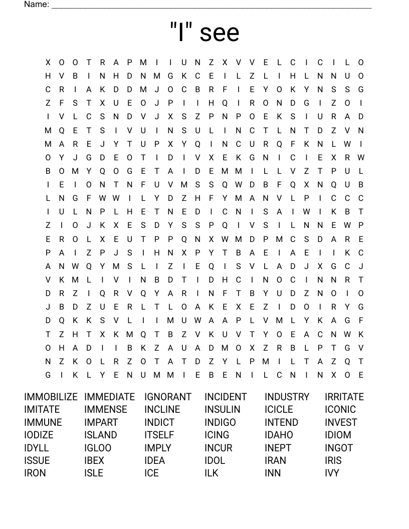 "I" see Word Search