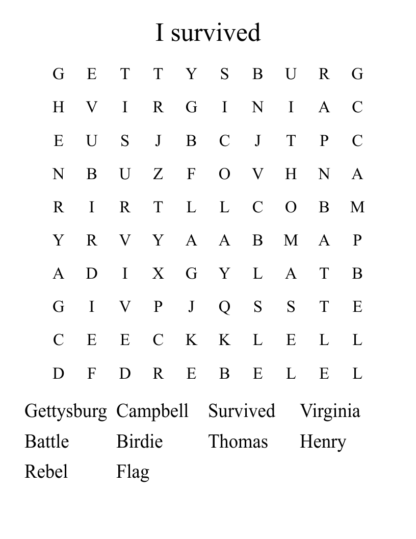 I survived  Word Search