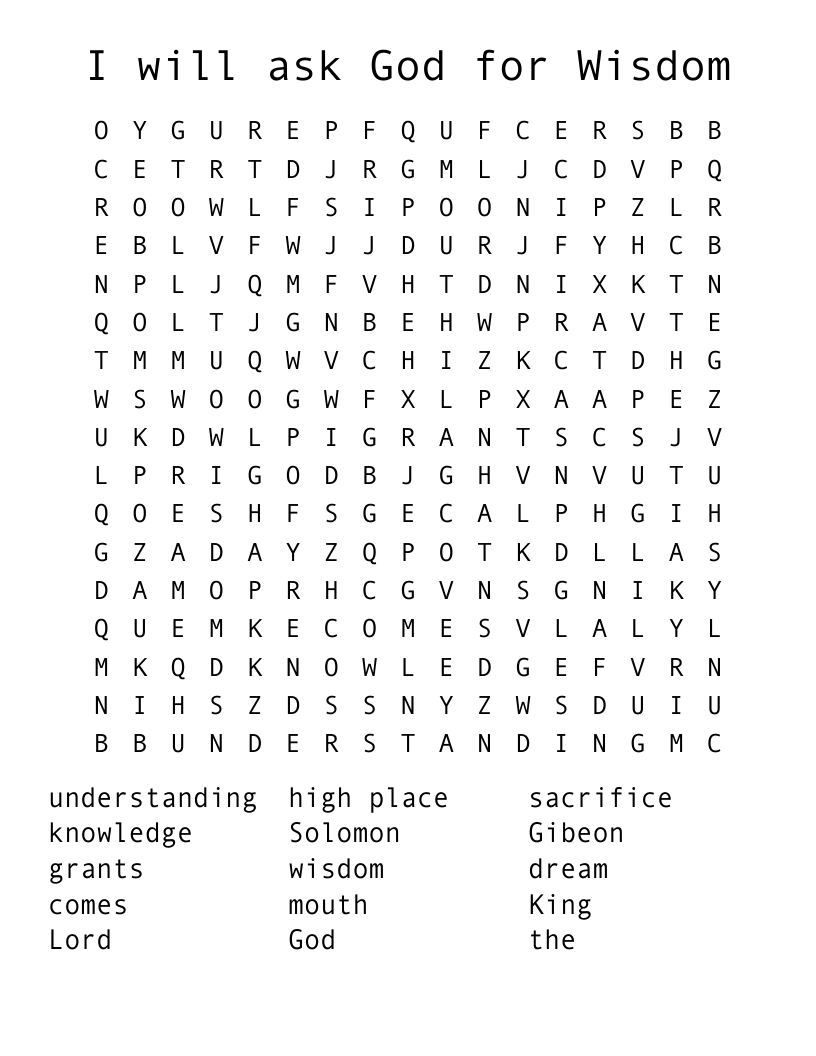 I will ask God for Wisdom Word Search