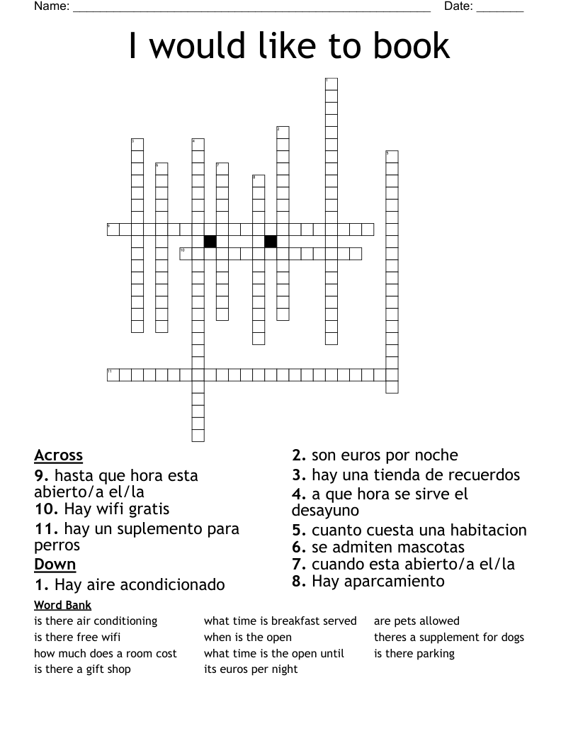 I would like to book Crossword