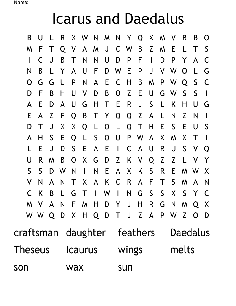 Icarus and Daedalus Word Search