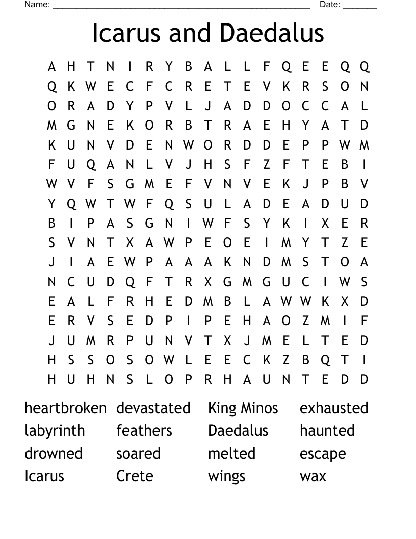 Icarus and Daedalus Word Search