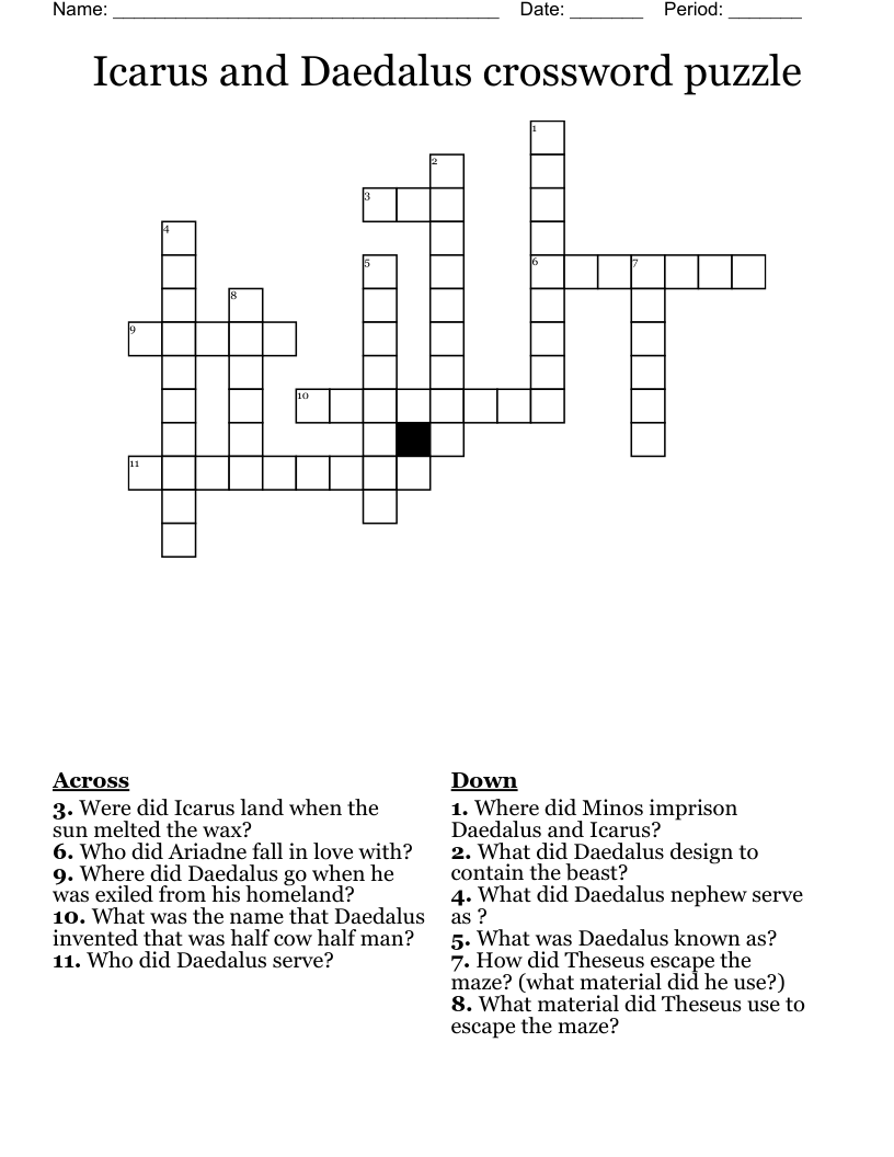 Icarus and Daedalus crossword puzzle