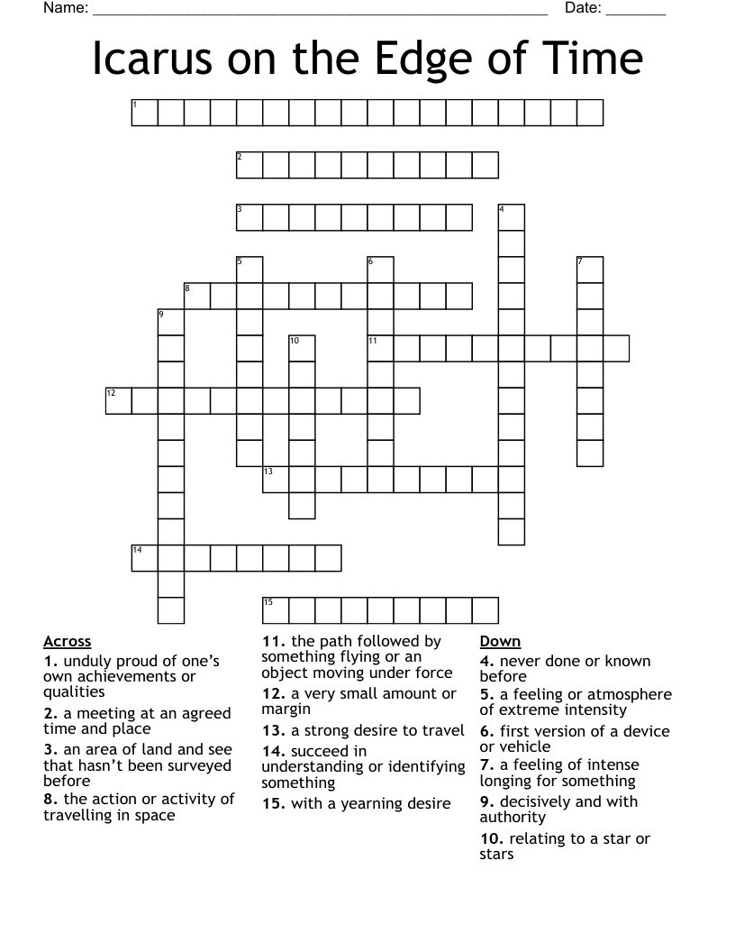 Icarus on the Edge of Time Crossword