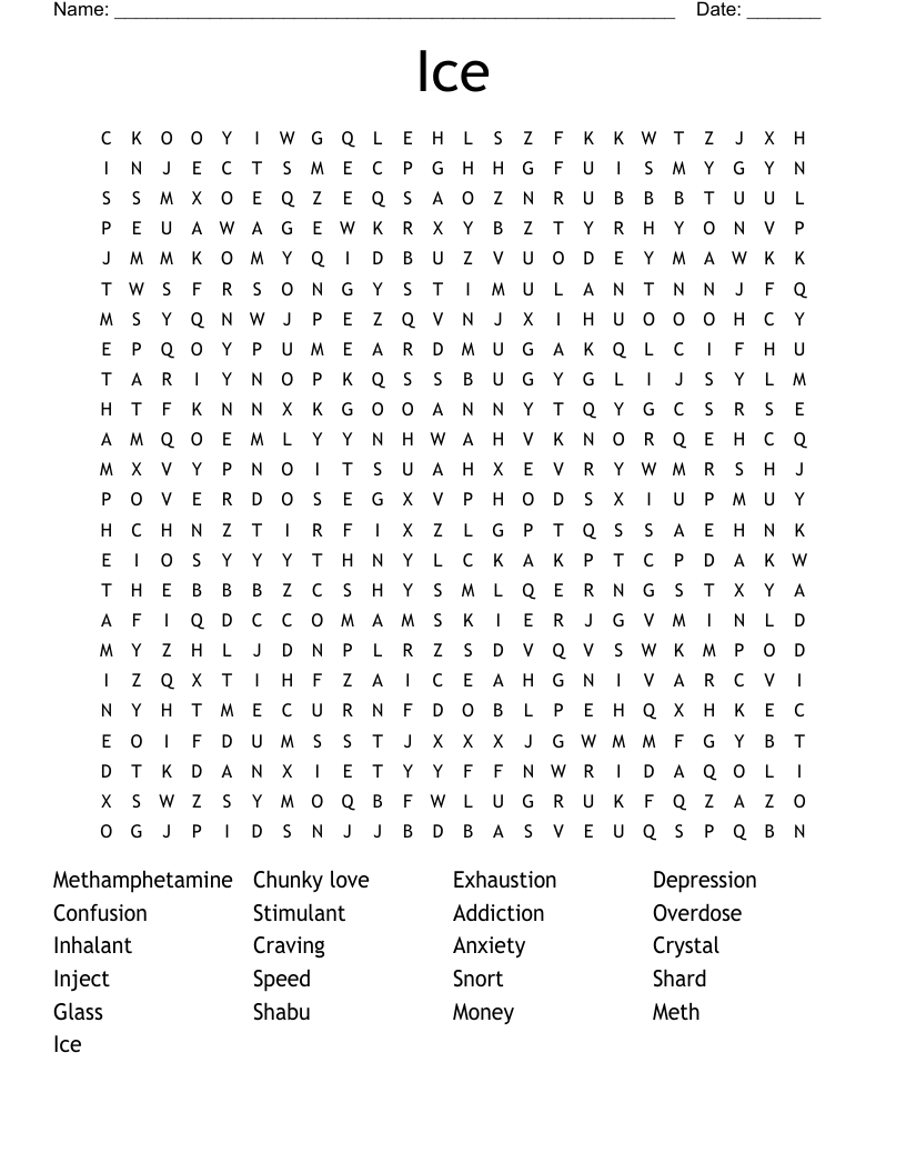 Ice Word Search