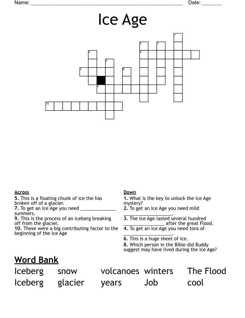 Ice Age Crossword