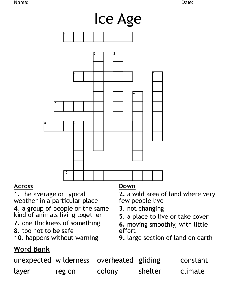 Ice Age Crossword