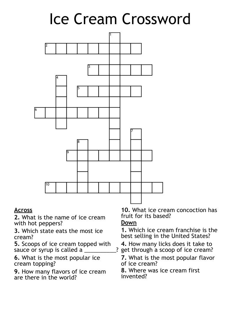 Ice Cream Crossword